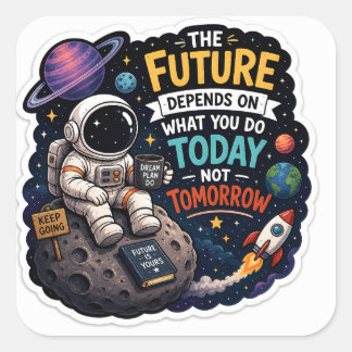 Carré Motivational Astronaut Sticker