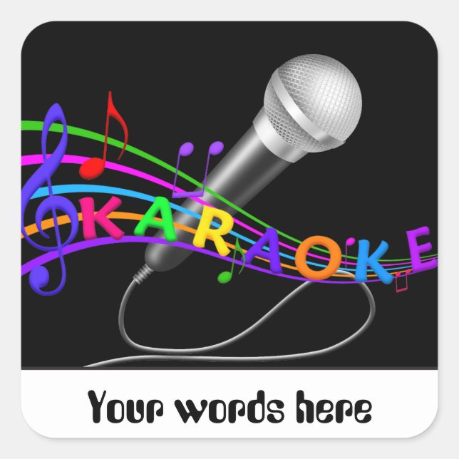 Carré Musique fun Karaoke personnalisable sticker ajoute (Devant)