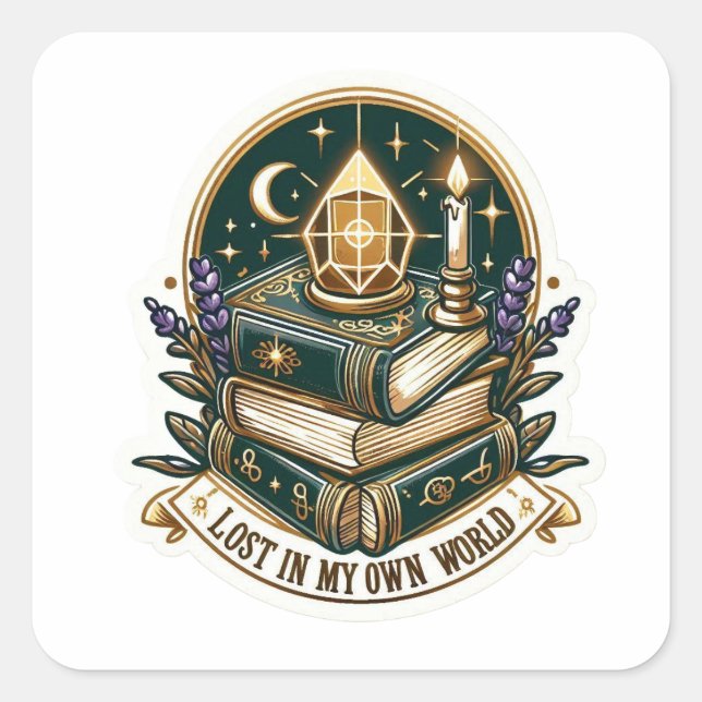 Carré Mystical Bookstack Sticker - Lost In My Own World  (Devant)