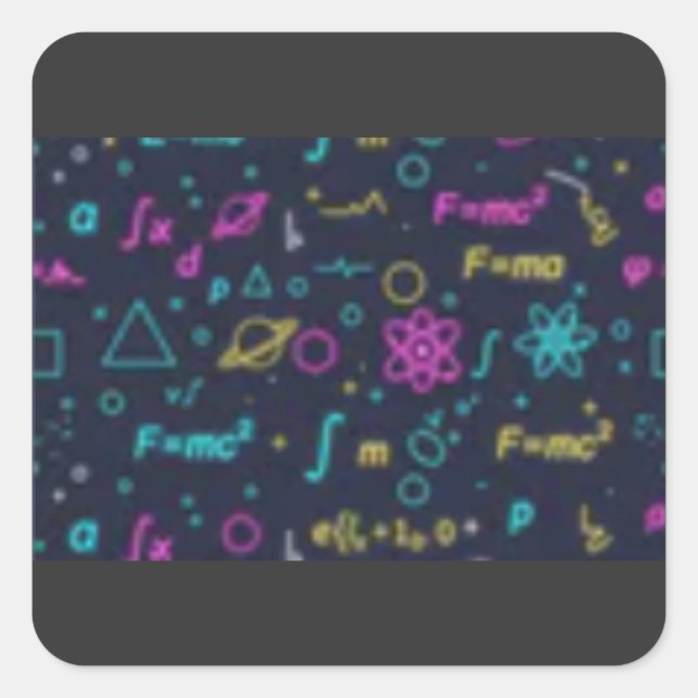 Carré Neon Science & Math Formulas Pattern Sticker | Phy (Devant)