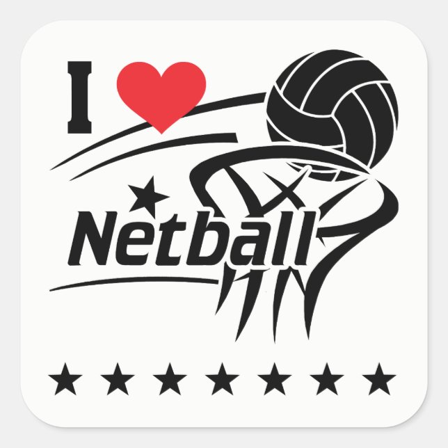Carré Netball, J'Aime Netball, Sticker (Devant)