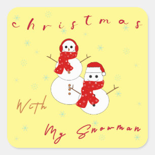 Carré Noël Avec Mon Snowman Sticker de Noël mignon