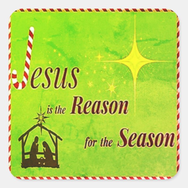Carré Noël Jésus est le Sticker de la raison (Devant)