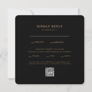 Carré noir moderne Mariage arrondi QR Code RSVP