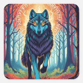 Carré Nordic Spirit Wolf Square Sticker