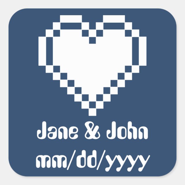 Carré Nos Coeurs 8 bits dans Sticker Marine (Devant)