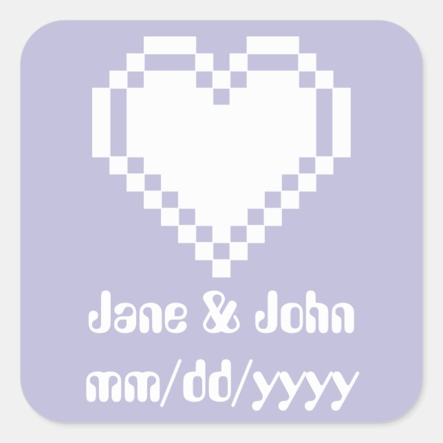 Carré Nos Coeurs 8 bits en Sticker Lavender (Devant)