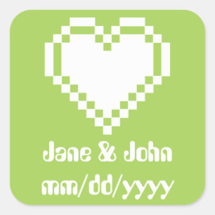 Carré Nos Coeurs à 8 bits en Sticker Peridot