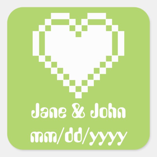Carré Nos Coeurs à 8 bits en Sticker Peridot (Devant)