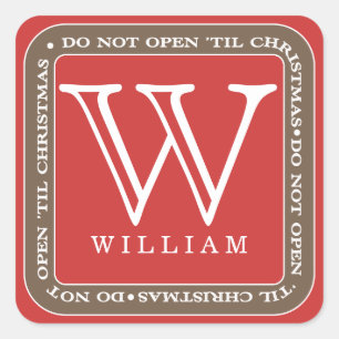 Carré N'Ouvrez Pas Jusqu'À Noël Personnaliser Sticker Ca