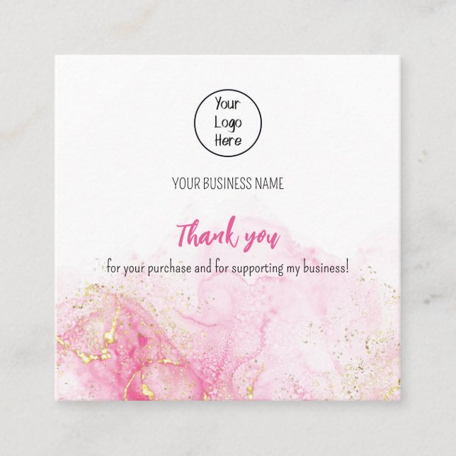Carré Nuage rose foncé taux carte de visite merci (Devant)