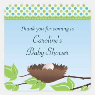Carré Oeuf dans les oiseaux Nid Baby shower Sticker Merc