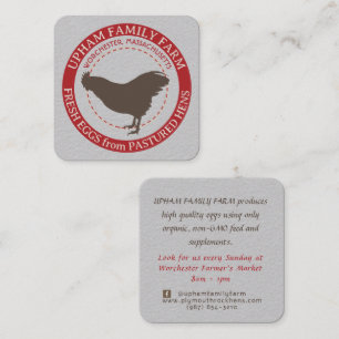 Carré Oeufs frais sur boîte d'oeuf Carte de visite gris