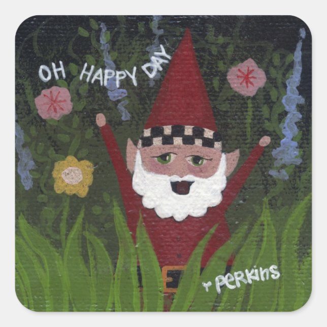 Carré Oh Happy Day Gnome Sticker (Devant)