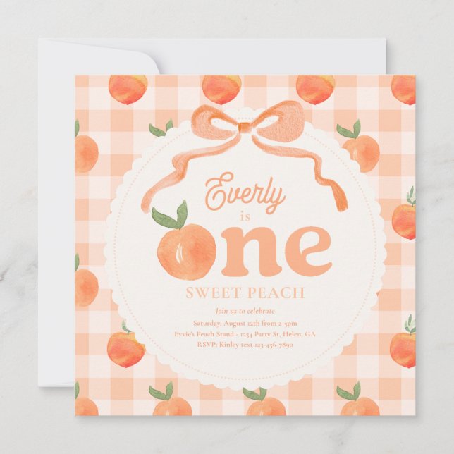 Carré One Sweet Peach Invitation Anniversaire (Devant)
