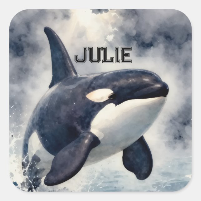 Carré Orca Stormy waves, Personalized Square Sticker (Devant)
