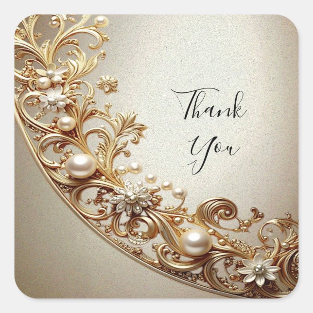 Carré Ornate Gold Flourish Sticker (Devant)