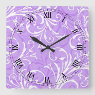 Carré ornemental violet chiffres romains Horloge