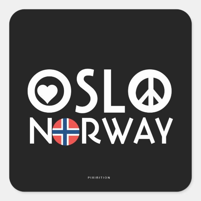 Carré Oslo Norvège Love Peace Sticker 2 (Devant)