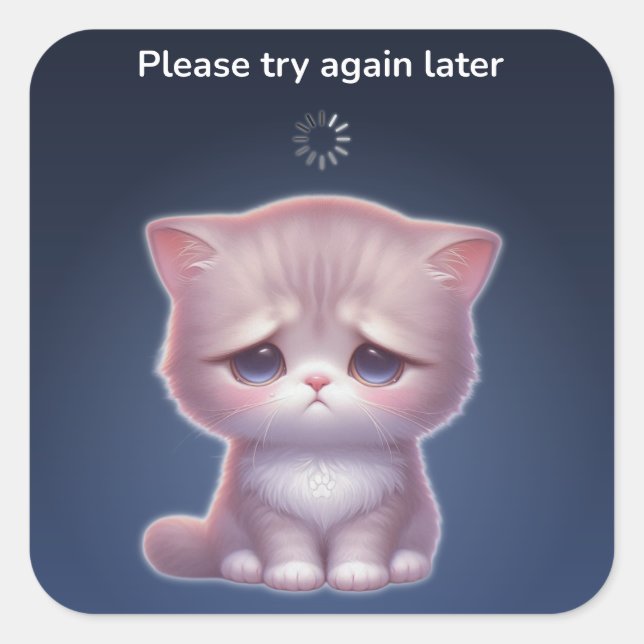 Carré Overthinking Cat Sticker – Cute Mood (Devant)