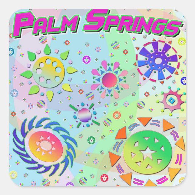 Carré Palm Springs Sept soleils et Sticker à énergie (Devant)