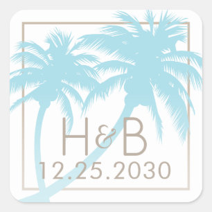 Carré Palm Tree Monogramme Favoriser Sticker U CHOISIR T
