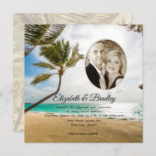 Carré Palm Tree Tropical Mariage Photo Invitation