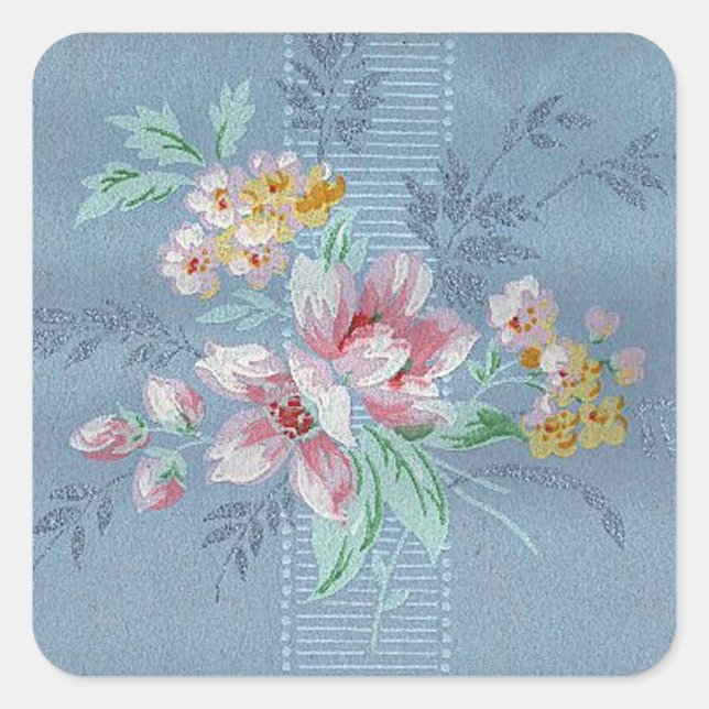 Carré Papier peint Vintage bleu - Sticker (Devant)