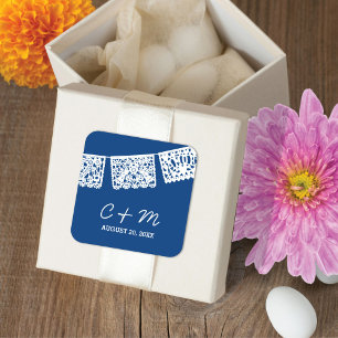 Carré Papier Picado Marine Bleu   Sticker Favor de maria