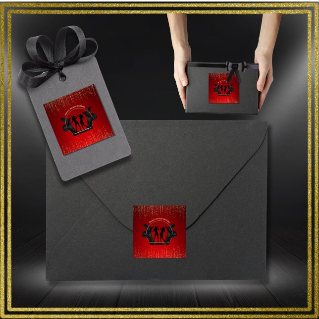 Carré Partition musicale moderne Karaoke Sticker d'anniv (Modern Music Party Karaoke Birthday Sticker)