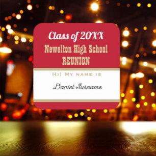 Carré Party time! Class Reunion Matte  name tag Sticker