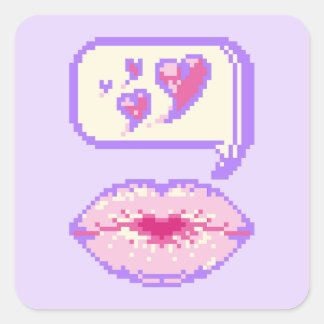 Carré Pastel Pixel Lèvres Kissy - Sticker d'été