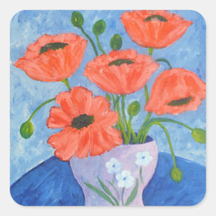 Carré Pavot À Vase Sticker