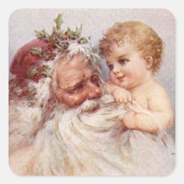 Carré Père Noël et bébé - Sticker (Devant)