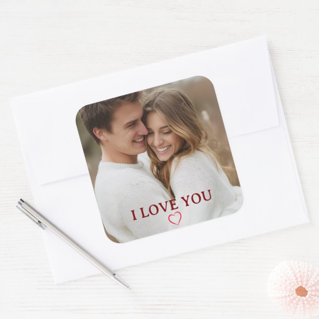 Carré Personalized Photo You&Me Valentine's Day Sticker (Enveloppe)