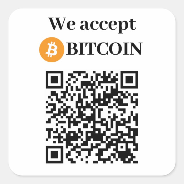 Carré Personnalisé Nous Acceptons Bitcoin Sticker (Devant)