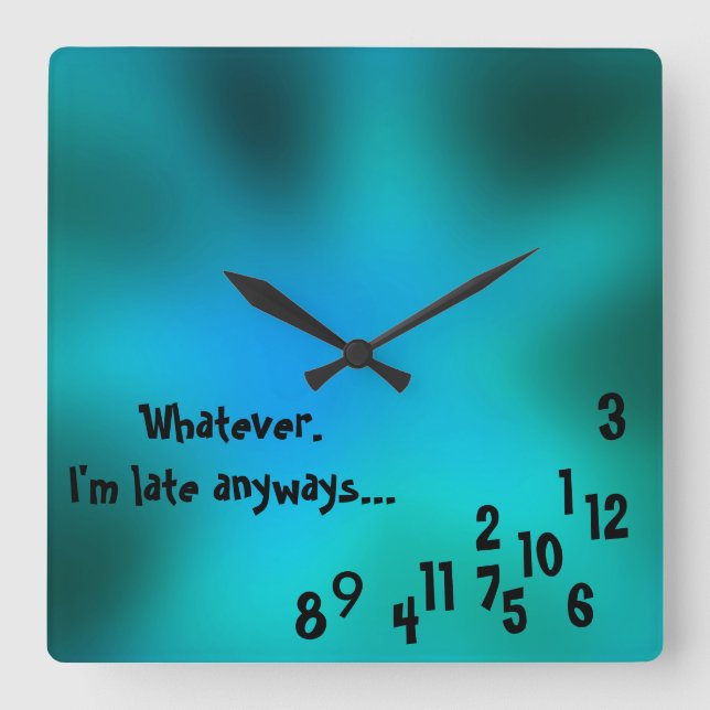 Carré personnalisé vert, horloge bleue (Recto)