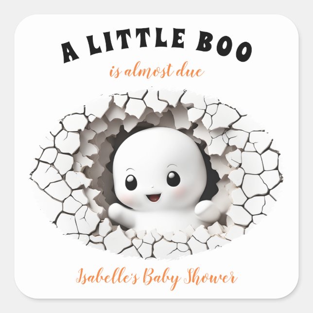 Carré Petit Boo Est Presque Due Sticker Baby shower Fant (Devant)