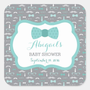 Carré Petit Homme Sticker Baby shower, Turquoise, Aqua, 