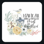 Carré Phil 4:13 I Can Do All Things Christmas Sticker<br><div class="desc">Phil 4:13 I Can Do All Things Through Christ Who Strengthens Me Christmas Winter Sticker</div>