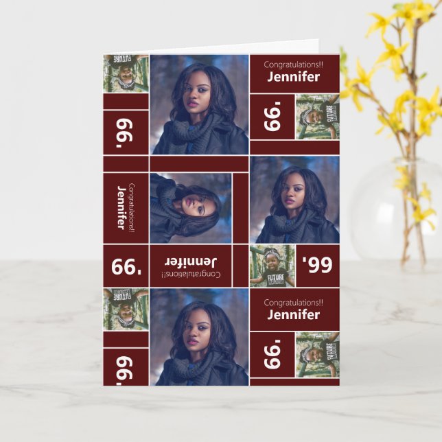 Carré Photo Graduation de classe Année Carte de l' (Fleur jaune)