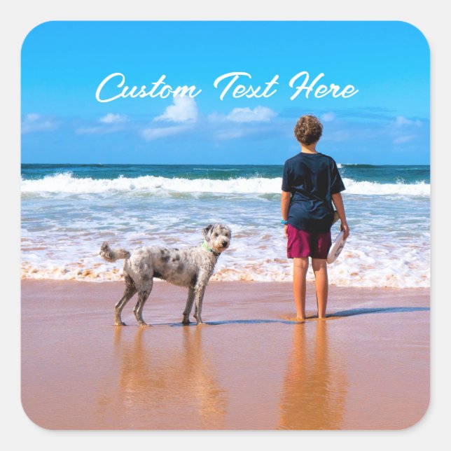 Carré Photo personnalisée Sticker texte de vos photos av (Devant)