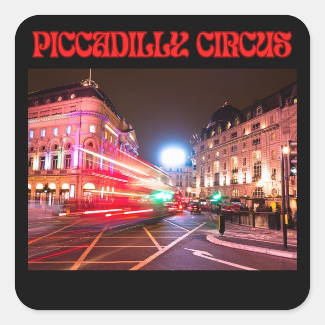 Carré Piccadilly Circus Square Sticker Black Background  (Devant)