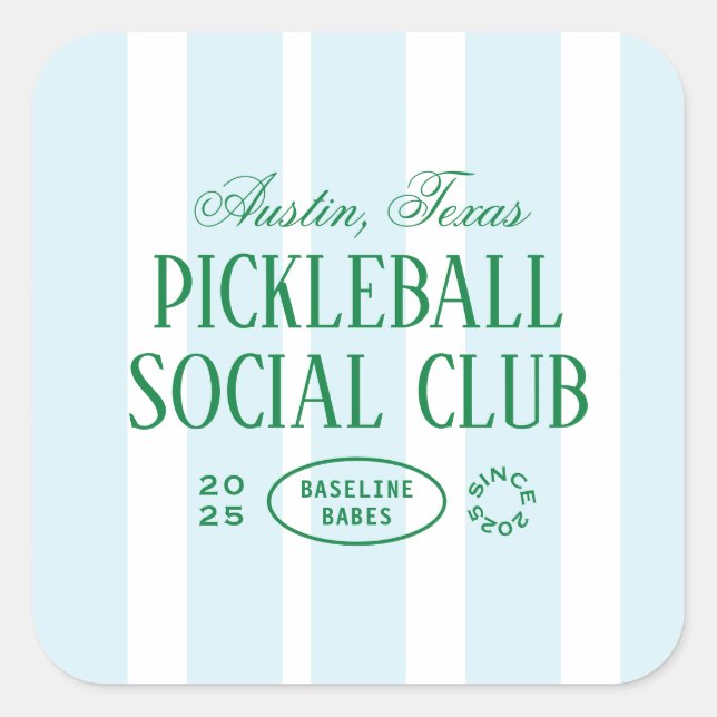 Carré Pickleball Party Favoriser Green & Blue Sticker De (Devant)