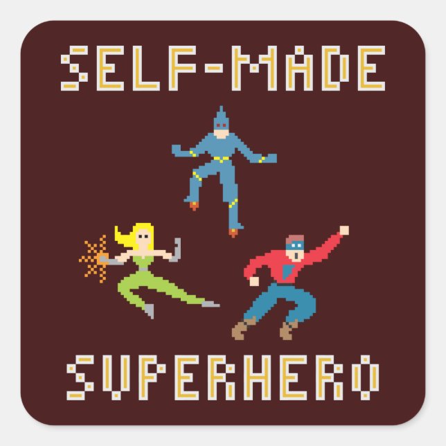 Carré Pixel Art Superhero - Sticker (Devant)