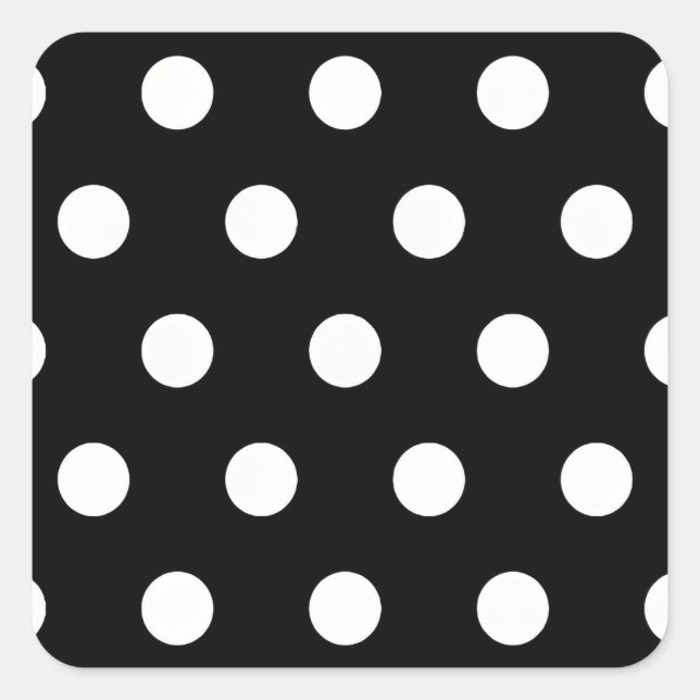Carré Point Polka blanc sur Sticker noir (Devant)