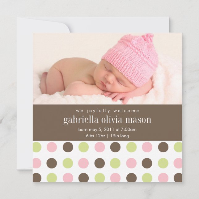 Carré Polkadot | Faire-part de naissance (Devant)
