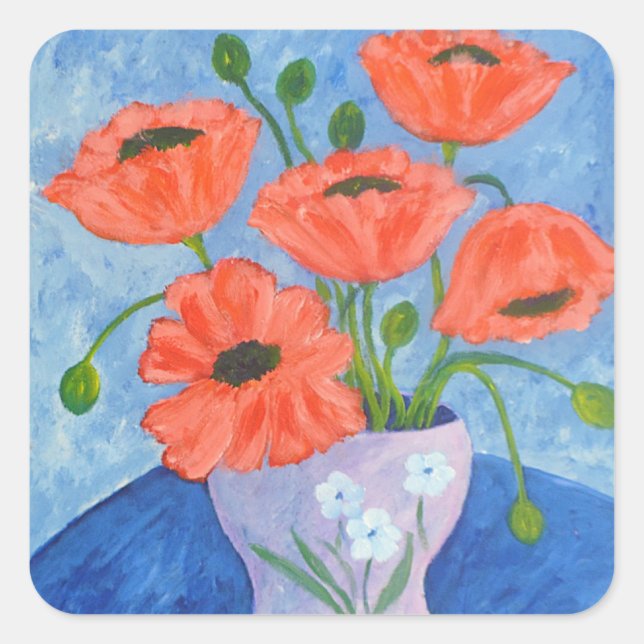 Carré Poppies Dans Sticker Vase (Devant)
