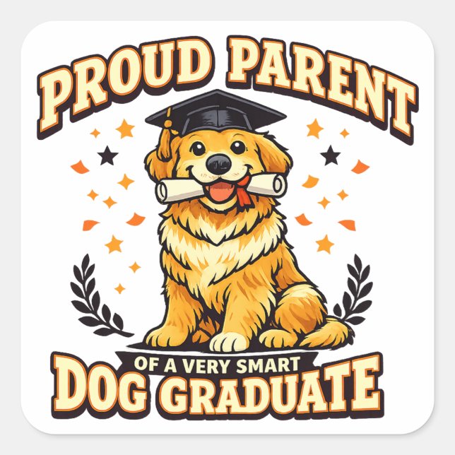 Carré Proud Parent Smart Dog Graduate Funny Sticker (Devant)