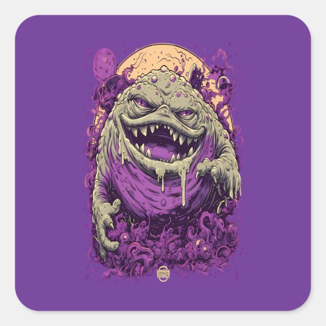Carré Purple Horned Monster Dark Comic Sticker (Devant)